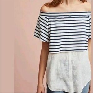 Anthropologie Off The Shoulder Stripped Top